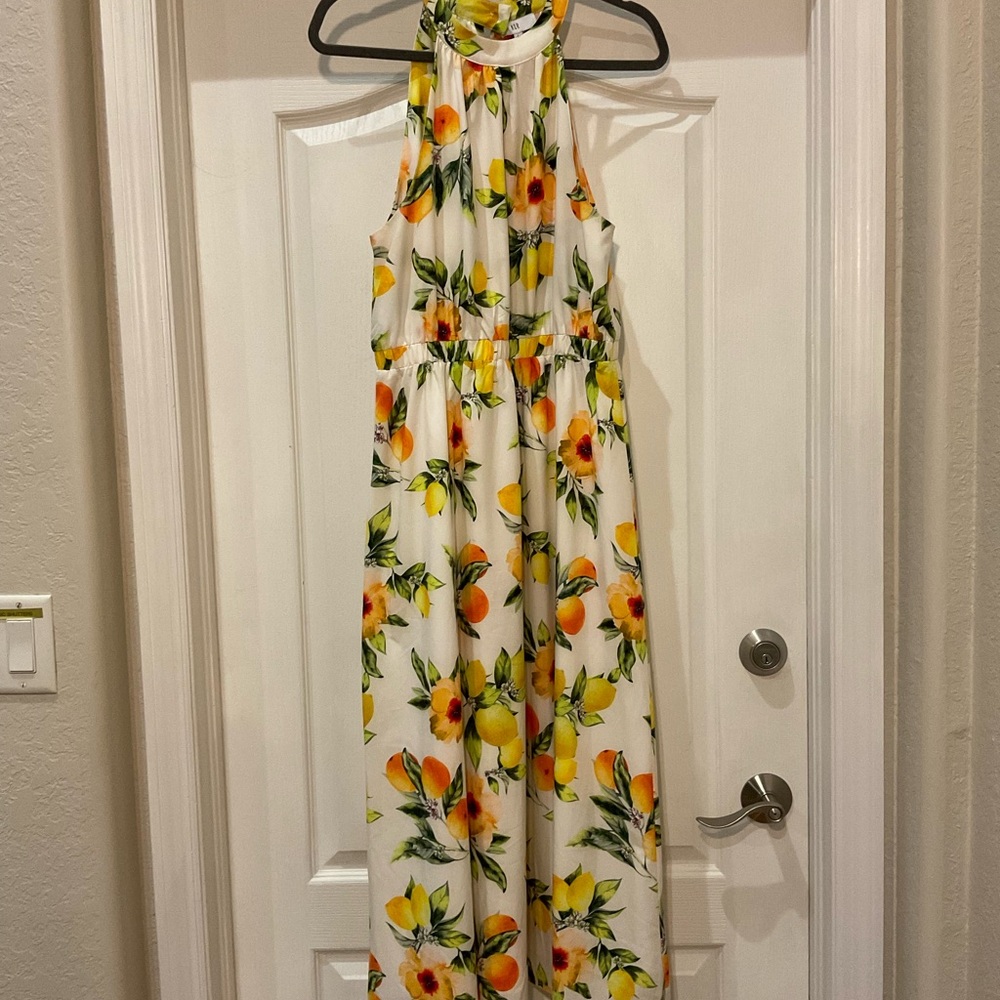 NSR Yellow and Green Lemon Floral Dress